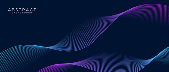 Abstract flowing wave lines background. Modern purple blue gradient flowing wave lines. Futuristic technology concept. Suit for poster, banner, brochure, cover, website, flyer. Vector illustration