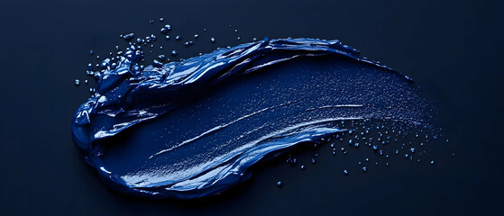 Abstract blue paint stroke on a dark background, combining texture and color for creative design inspiration.