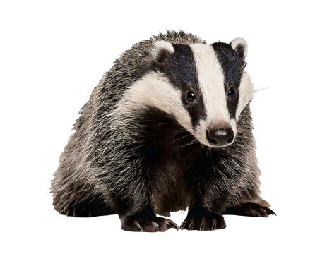 badger on four legs isolated on white background, cut out, transparent 