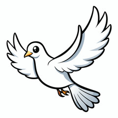 Dove vector illustration. Cute dove cartoon clipart, bird animal in flat style.