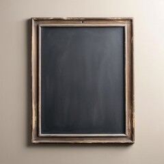 Fototapeta premium blank chalkboard with wooden frame on clean white wall