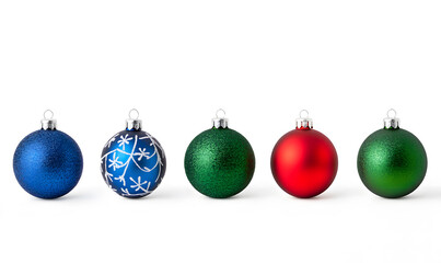 Shiny Christmas balls collection isolated on a white background	