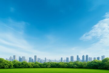 Green Cityscape with Blue Sky.