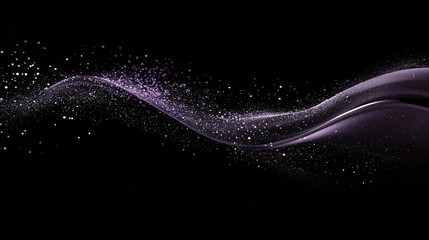 黒い背景と紫のキラキラした粒子が波の様に舞うCG画像