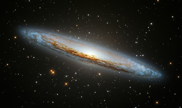 Galaxy M104, Sombrero Galaxy, spiral structure, bright core, starry background