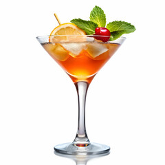 A set of colorful cocktails displayed at a restaurant bar