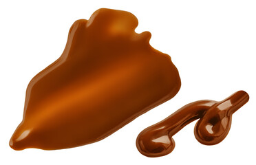 Chocolate Smears set  Isolated on white. Melted Chocolate spread,  Chocolate Hazelnut Cream top view, flat lay