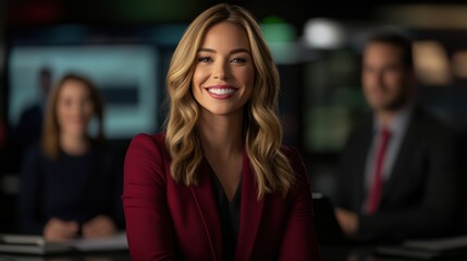 Engaging news anchor inspires audience with charismatic presence