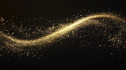 Fototapeta premium Golden sparks in a graceful curve, symbolizing celebration or magic. This image could be used for festivals, advertisements, or any event that needs to convey excitement and spectacle.