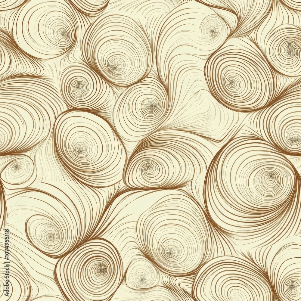 Poster a seamless pattern featuring intricate spirals and curves in a soothing color palette, perfect for t