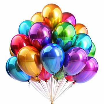 recommend clip art: A set of vibrant, colorful party foil balloons in various shapes and sizes