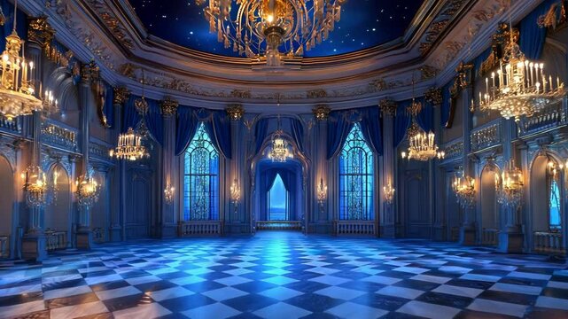 Elegant Grand Ballroom Interior at Night