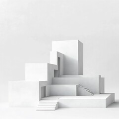 Minimalist Architectural Composition with Geometric Shapes and White Grey Tones