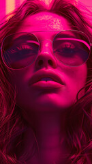 Fashion Portrait with Neon Pink Lighting © Line