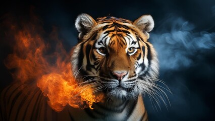 Epic cinematic portrait of a leopard with ethereal fire and mystical smoke
