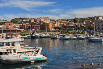 Obraz premium A view of the port of Naples.