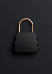 Fototapeta premium A black purse with a gold handle is shown on a dark background