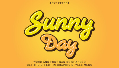 Sunny day text effect template in 3d design