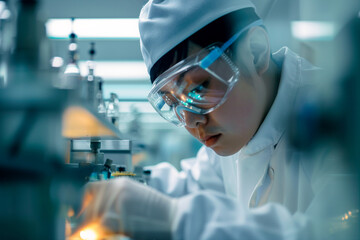 Generative AI Scientist Conducting Advanced Research in Futuristic Laboratory Setting