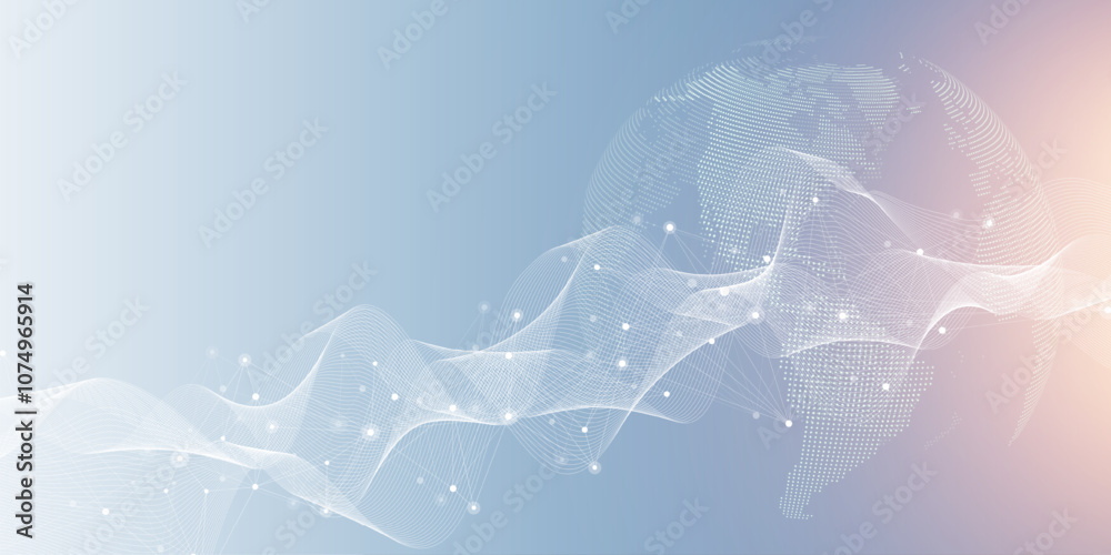 Aufkleber Global network connection banner design template. Header social network communication in the global business concept. Big data visualization. Internet technology