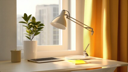 Fototapeta premium Bright and Creative Workspace with Motivational Elements