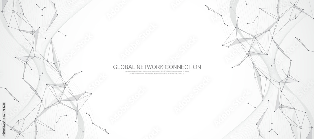 Leinwandbilder Digital network connect data lines and dots technology background template. Plexus effect. Polygonal concept connection background for your presentation