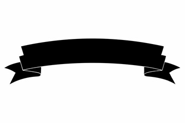 Ribbon Banner Vector, Paper Ribbon Black Icon, banner silhouette vector illustration