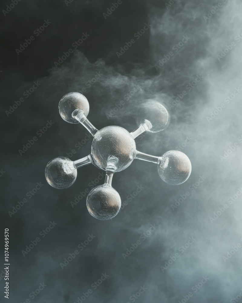 Poster A dynamic representation of a water molecule demonstrating its structure in a gaseous environment