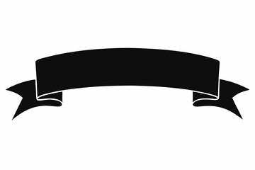 Banner Ribbon Scroll Vector Silhouette, Paper Ribbon Black Icons Vector, banner vector illustration
