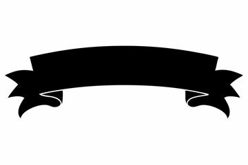 Banner Ribbon Scroll Vector Silhouette, Paper Ribbon Black Icons Vector, banner vector illustration
