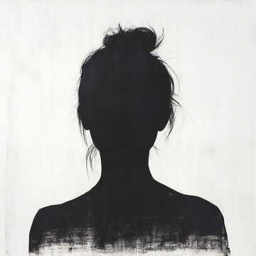 Silhouette of a woman on a white background 