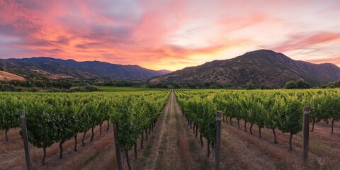 Obraz premium Scenic Vineyard During Sunset