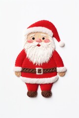 A Santa Claus embroidery toy white background anthropomorphic.