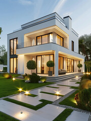 modern house with garden