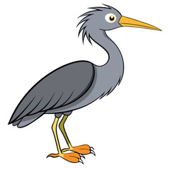 cartoon egret, vector illustration, flat style