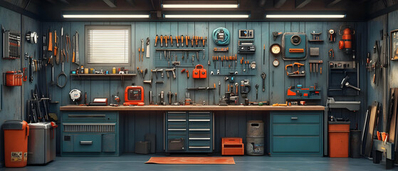 A well-organized workshop filled with tools and equipment for various projects and repairs.