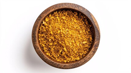 Golden Granules of Flavor: A Wooden Bowl Brimming with Aromatic Spice