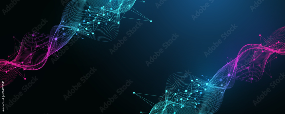 Poster Global network connection banner design template. Header social network communication in the global business concept. Big data visualization. Internet technology