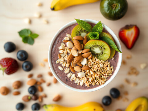 muesli with berries and fruits, healthy food