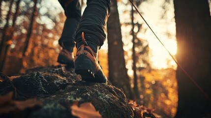 Climber Ascends Steep Rock in Natural Light