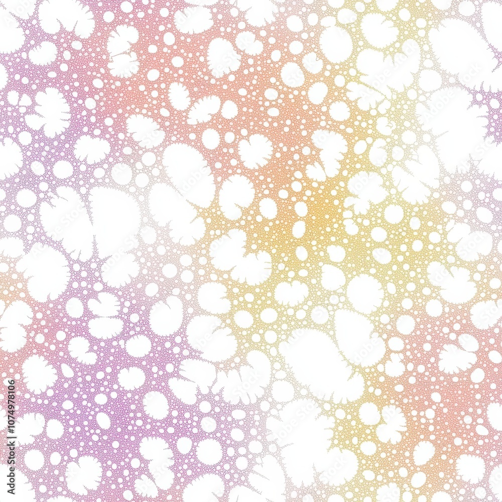 Poster Intricate seamless pattern with colorful bubbles on a soft pastel background, perfect for fabric or wallpaper design
