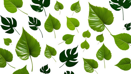 A vibrant pattern of green leaves on a black background.