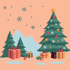 Christmas Tree and Gifts Scene