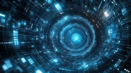 Fototapeta premium The future of holograms and portals is futuristic. A hexagonal technology 