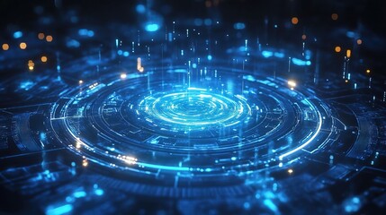 Fototapeta premium The future of holograms and portals is futuristic. A hexagonal technology 