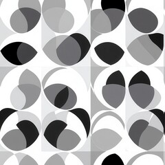 Geometric pattern featuring perfectly aligned circular shapes in shades of gray and black on a minimalist white background