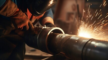 Fototapeta premium A photo of a pipe cutter in action cutting