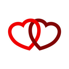 Two intertwined hearts - vector icon