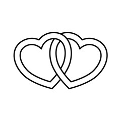 Two intertwined hearts - vector icon