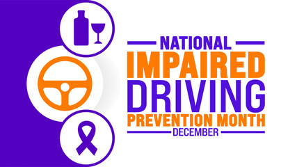 National Impaired Driving Prevention Month background, banner or poster design template. observed every year in December. Holiday concept. Use to any Template, card, poster, placard, template.